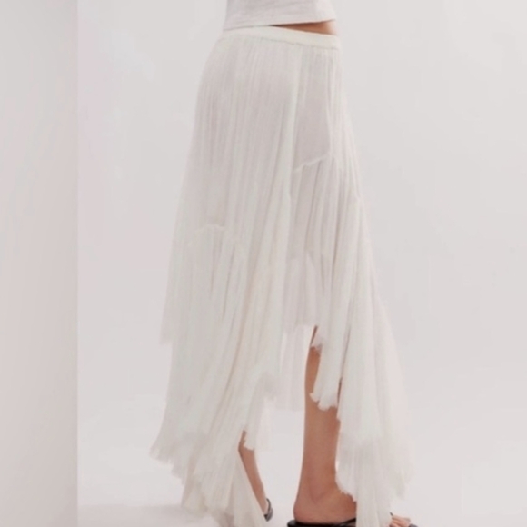 Free People FP ONE Clover White Maxi Skirt Boho Festival Size Small - Picture 6 of 11